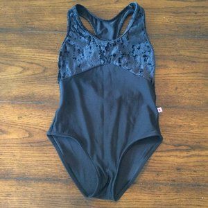 Yumiko Laura Leotard  Black Crushed Velvet Top